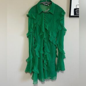 NEW ASOS DESIGN Tall bias cut ruffle shirt mini dress